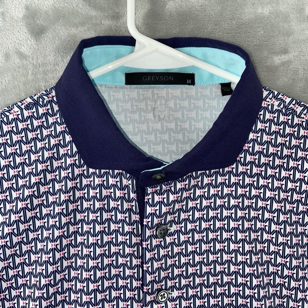 Greyson Shirt men's Medium Polo Performance Geometric AOP Print Golf Pullover